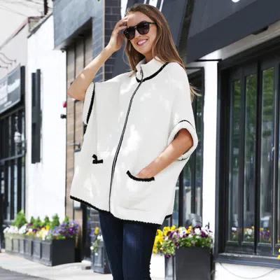 Truedames Colored Edge Front Pockets Zipper Jacket In Blue