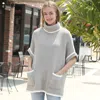 Truedames Colored Edge Solid Sleeveless Pocket Sweater In Gray