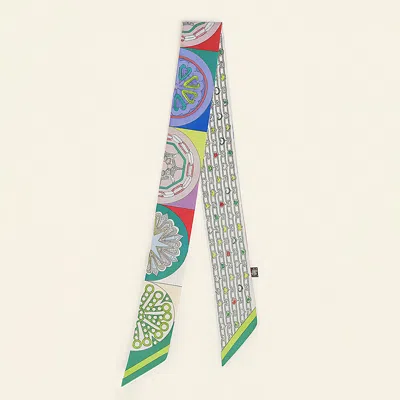 Truedames Colorful Circle Motif Abstract Pattern Printed Twilly Skinny Scarf In Blue