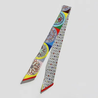 Truedames Colorful Circle Motif Abstract Pattern Printed Twilly Skinny Scarf In Multi