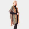 Truedames Colorful Geometric Printed Ruana Poncho In Sand