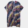 Truedames Colorful Leopard Patterned Cover Up Kimono Poncho In Multi