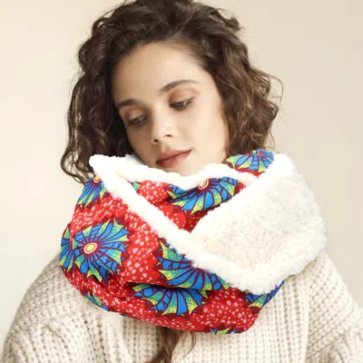 Truedames Colorful Pattern Soft Sherpa Infinity Scarf In Brown