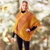 Truedames Colorful Vertical Stripe Patterned Poncho In Yellow