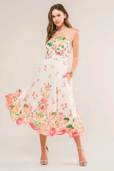 Truedames Come When I Call Woven Midi Dress In Multi
