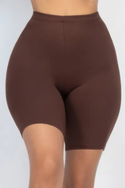 Truedames Comfort Stretch High-waisted Bike Shorts In Brown