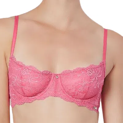 Truedames Comfortable Lace Demi Cup Bra In Pink