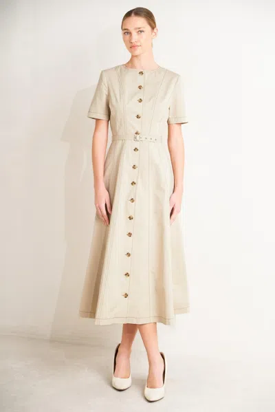 Truedames Command The Room Woven Midi Dress In Green