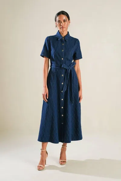 Truedames Confident Strides Denim Midi Dress In Blue