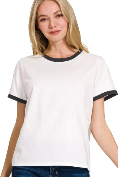 Truedames Contrast Binding Short Sleeve Tee Shirts In Blue