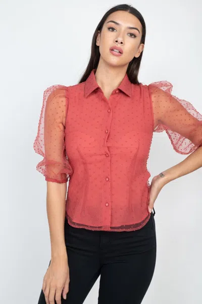 Truedames Contrast Dot Print Top In Pink