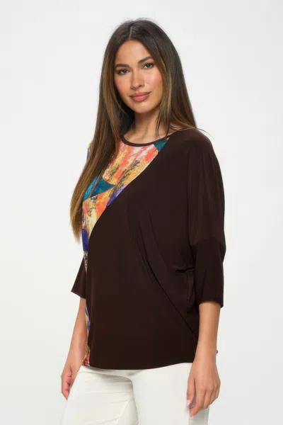 Truedames Contrast Print Top In Multi