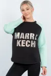 Truedames Contrast Sleeve Curved Hem Sweater In Black