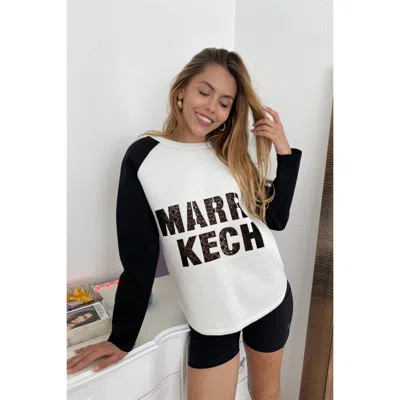 Truedames Contrast Sleeve Curved Hem Sweater In White