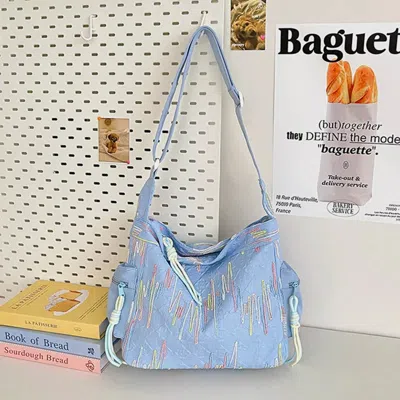 Truedames Contrast Texture Shoulder Bag In Blue