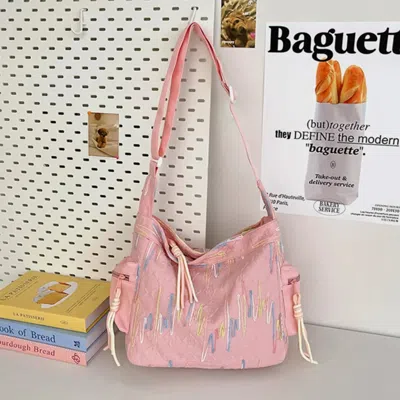 Truedames Contrast Texture Shoulder Bag In Pink