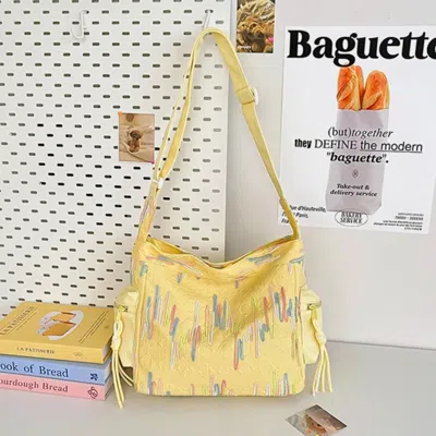 Truedames Contrast Texture Shoulder Bag In Yellow