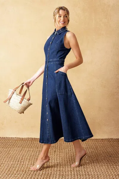 Truedames Cool Girl Denim Midi Dress In Blue