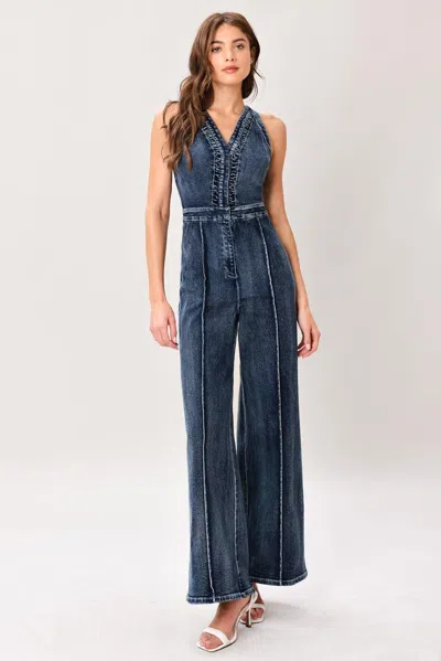 Truedames Cool Structure Denim Jumpsuit In Blue