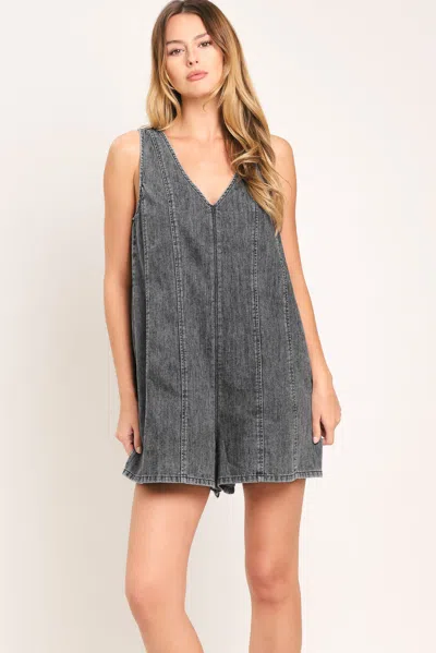 Truedames Cool Sweet Lightweight Denim Romper In Gray