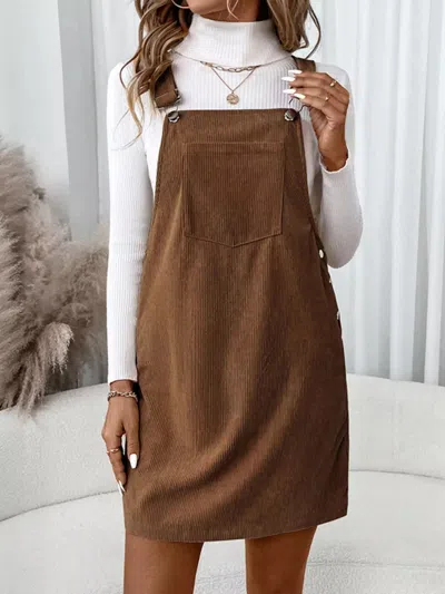 Truedames Corduroy Overall Mini Dress With Adjustable Straps In Multi