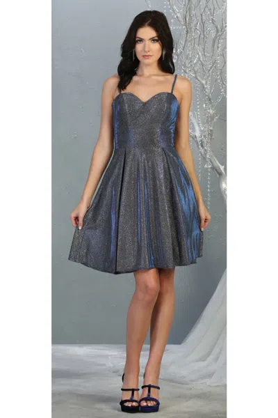 Truedames Corset A-line Sleeveless Cocktail Short Dress In Blue