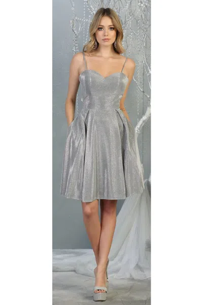 Truedames Corset A-line Sleeveless Cocktail Short Dress In Gray
