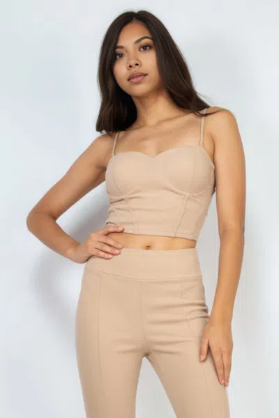 Truedames Corset Bustier Sweetheart Crop Top In Gray