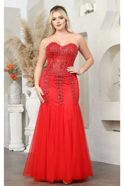 Truedames Corset Mermaid Strapless Special Occasion Gown In Red