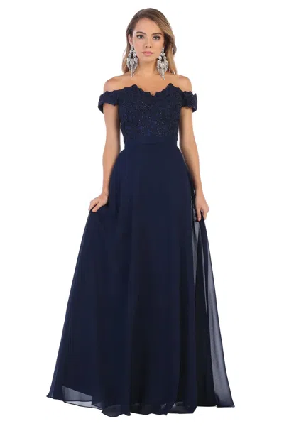 Truedames Corset Off The Shoulder Prom Dress In Blue