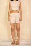 Truedames Cotton French Terry Crop Top & Shorts Set In Neutral