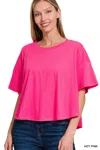 Truedames Cotton Round Neck Short Sleeve T-shirt In Pink