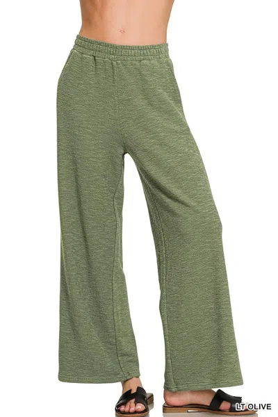 Truedames Cotton Slub Wide Leg Pants In Multi