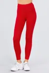 Truedames Cotton Spandex Leggings In Red