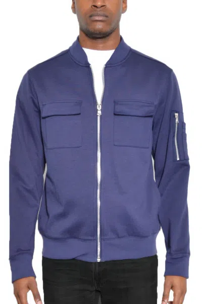 Truedames Cotton Zip Up Light Weight Jacket In Blue