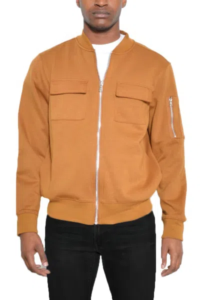Truedames Cotton Zip Up Light Weight Jacket In Brown