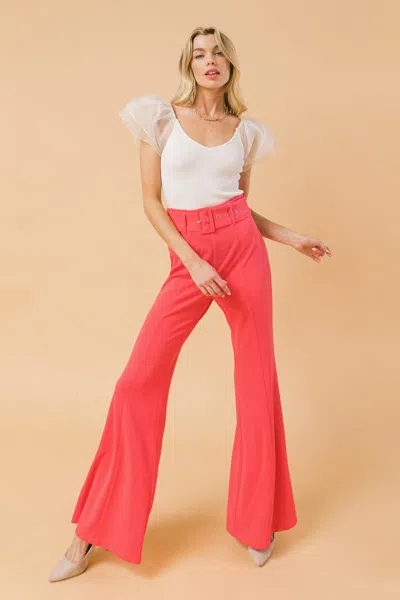 Truedames Countdown The Hours Woven Flared Pants In Pink