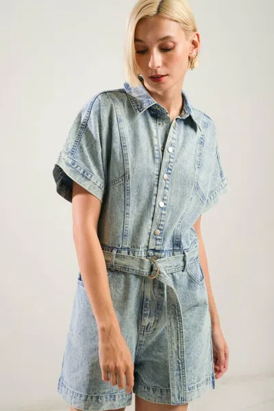 Truedames Countryside Charm Denim Romper In Blue