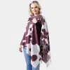 Truedames Cow Print Double Sided Shawl/poncho In Brown