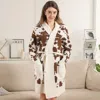 Truedames Cow Robe With Pockets And Belt In Brown