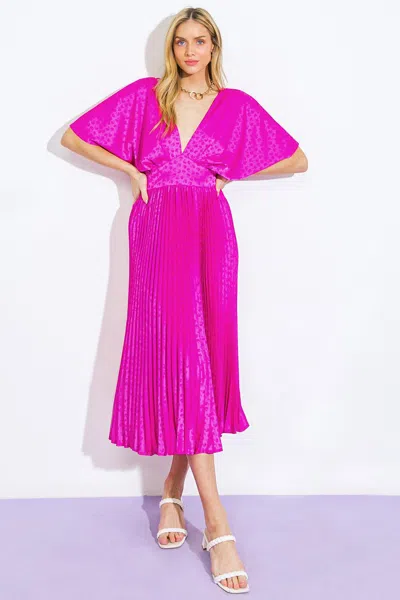 Truedames Cowgirl Repeat Satin Midi Dress In Pink