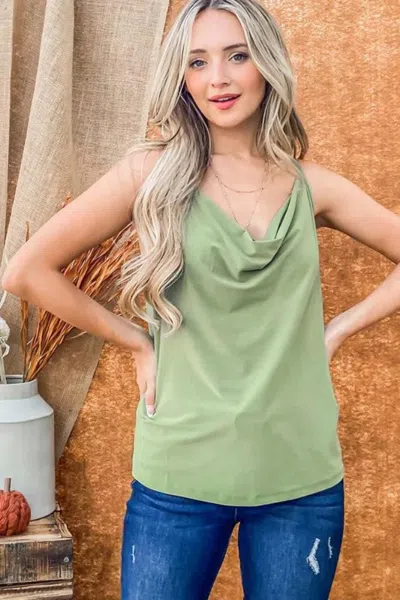 Truedames Cowl Neck Cami In Green