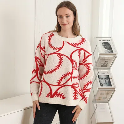 Truedames Cozy Baseball Crew Neck Sweater In Multi