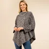 Truedames Cozy Leopard Pattern Printed Poncho In Brown