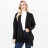 Truedames Cozy Open Front Rhinestone Sequin Sparkle Fringe Trim Kimono Poncho In Black