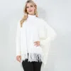 Truedames Cozy Open Front Rhinestone Sequin Sparkle Fringe Trim Kimono Poncho In Multi