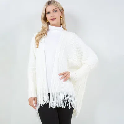 Truedames Cozy Open Front Rhinestone Sequin Sparkle Fringe Trim Kimono Poncho In Multi