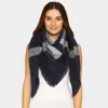 Truedames Cozy Plaid Winter Blanket Scarf In Blue