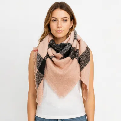 Truedames Cozy Plaid Winter Blanket Scarf In Pink