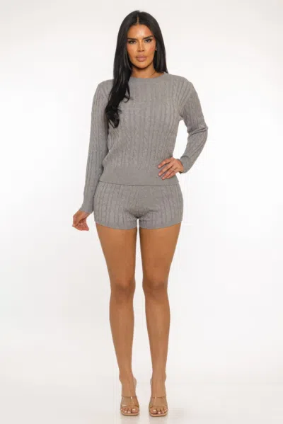 Truedames Cozy Reign Cable-knit Lounge Set In Gray